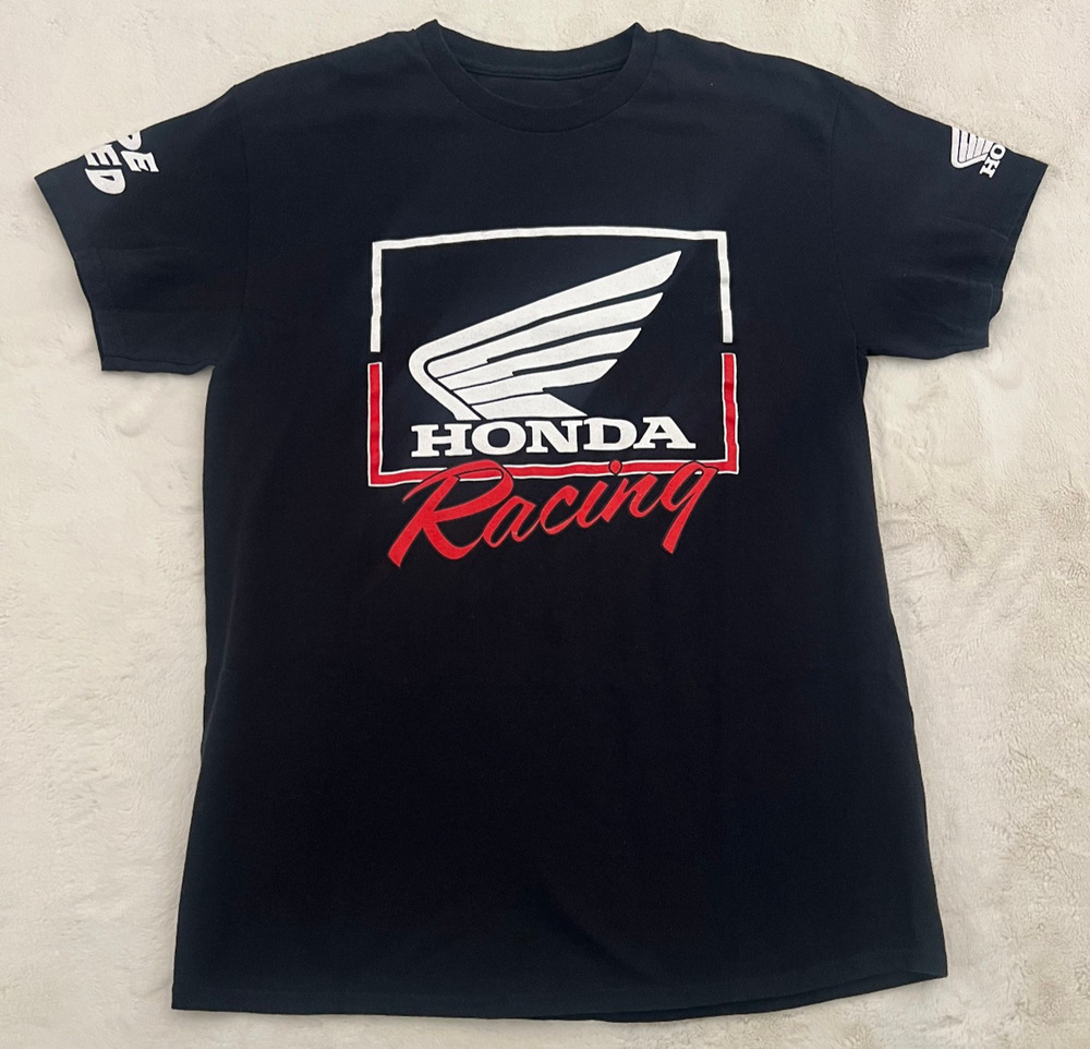 Honda Racing T Shirt Mens Medium Black Graphic Tee Short Sleeve Motorsport Biker